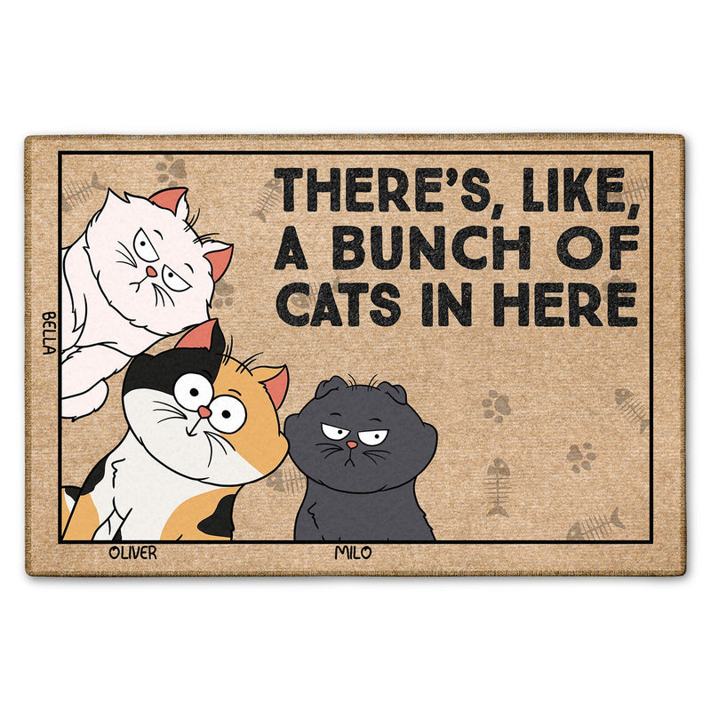 There's Like A Bunch Of Cats Funny Cartoon Cat - Gift For Cat Lovers - Personalized Doormat