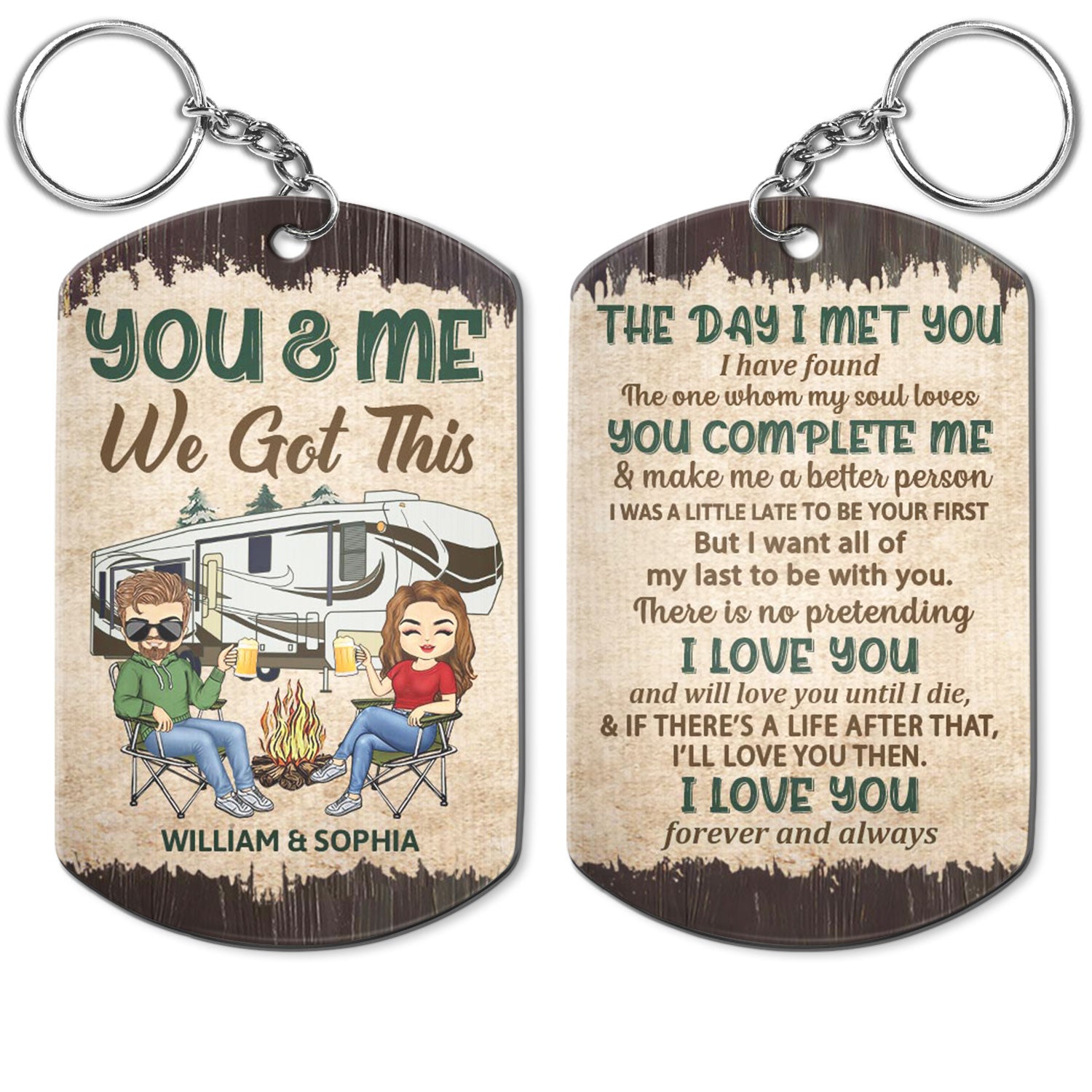 The Day I Met You - Anniversary, Loving Gifts For Couples, Husband, Wife, Camping Lovers - Personalized Aluminum Keychain