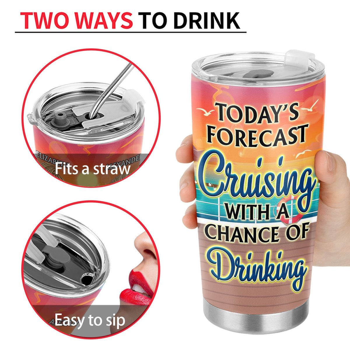 Cruising Through Life One Port At A Time Beach Cruise - Traveling, Vacation, Anniversary, Birthday Gift For Besties - Personalized Tumbler