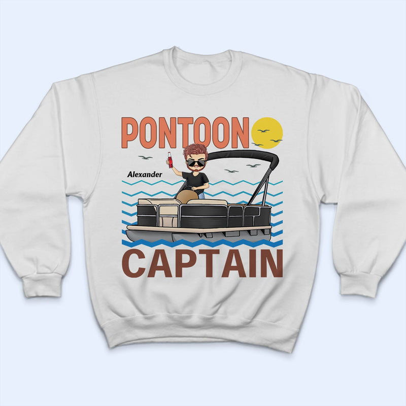 Pontoon Captain Pontoon Queen - Birthday, Anniversary, Travel, Vacation Gift For Woman, Man - Personalized T Shirt