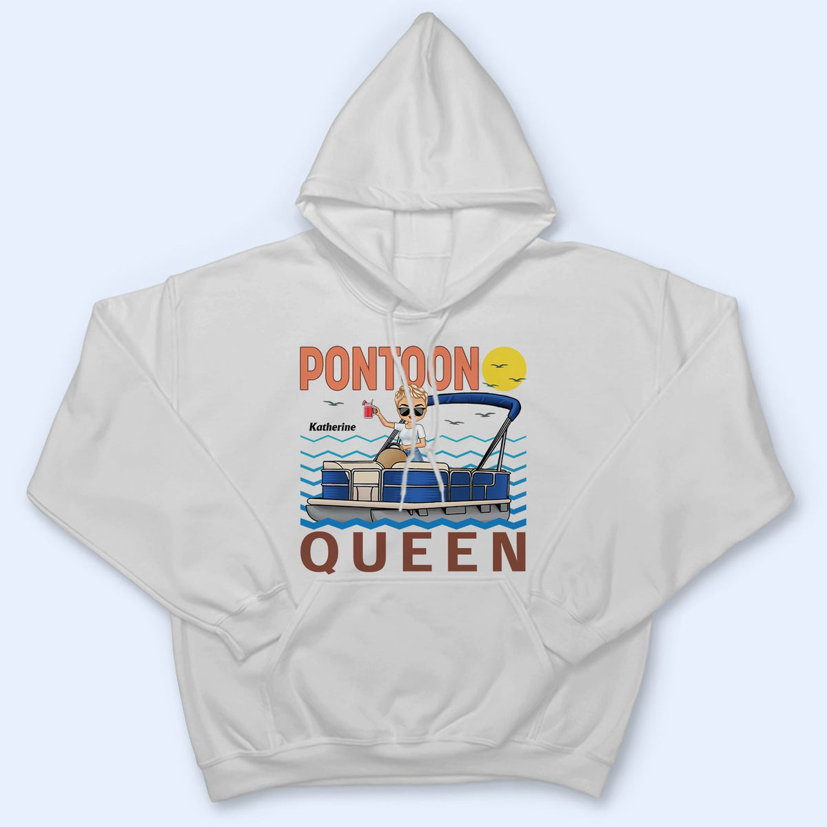 Pontoon Captain Pontoon Queen - Birthday, Anniversary, Travel, Vacation Gift For Woman, Man - Personalized T Shirt