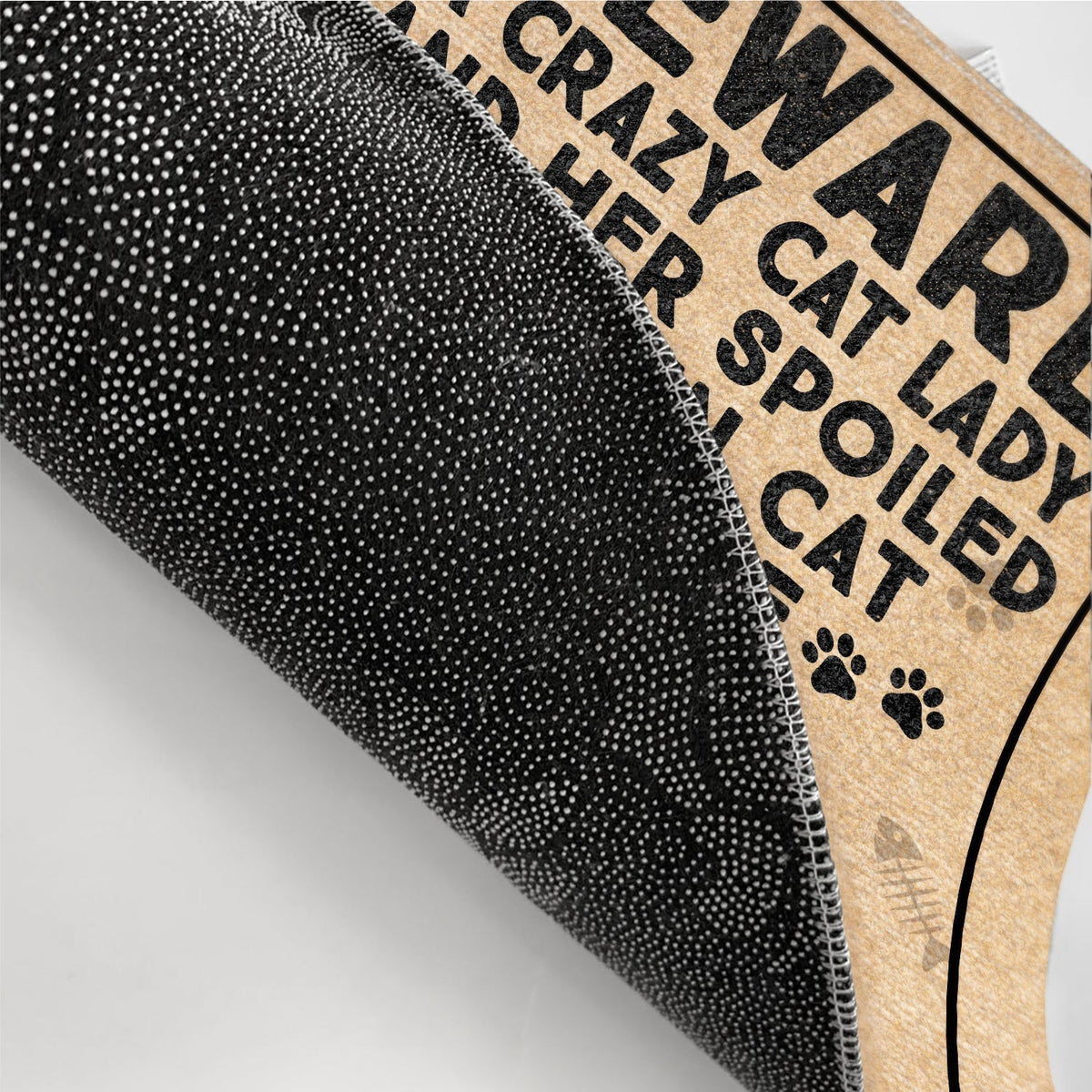 Beware A Crazy Cat Lady & Her Spoiled Rotten Cats Live Here Funny Cartoon Cat - Gift For Cat Lovers - Personalized Doormat