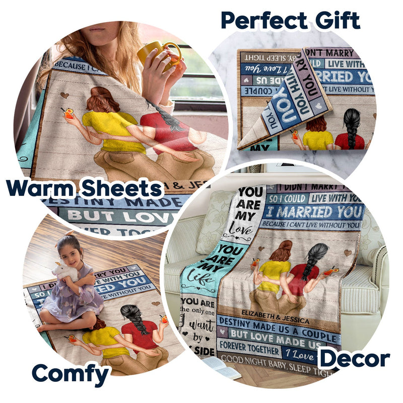 You Are My Love I Married You Because I Can't Live Without You Husband Wife Backside - Gift For Couples - Personalized Fleece Blanket