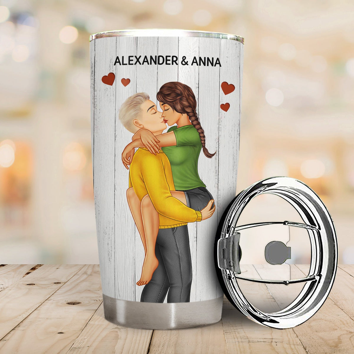 Congrats On Being My Husband Kissing Couple - Anniversary, Vacation, Funny Gift For Couples, Family - Personalized Tumbler