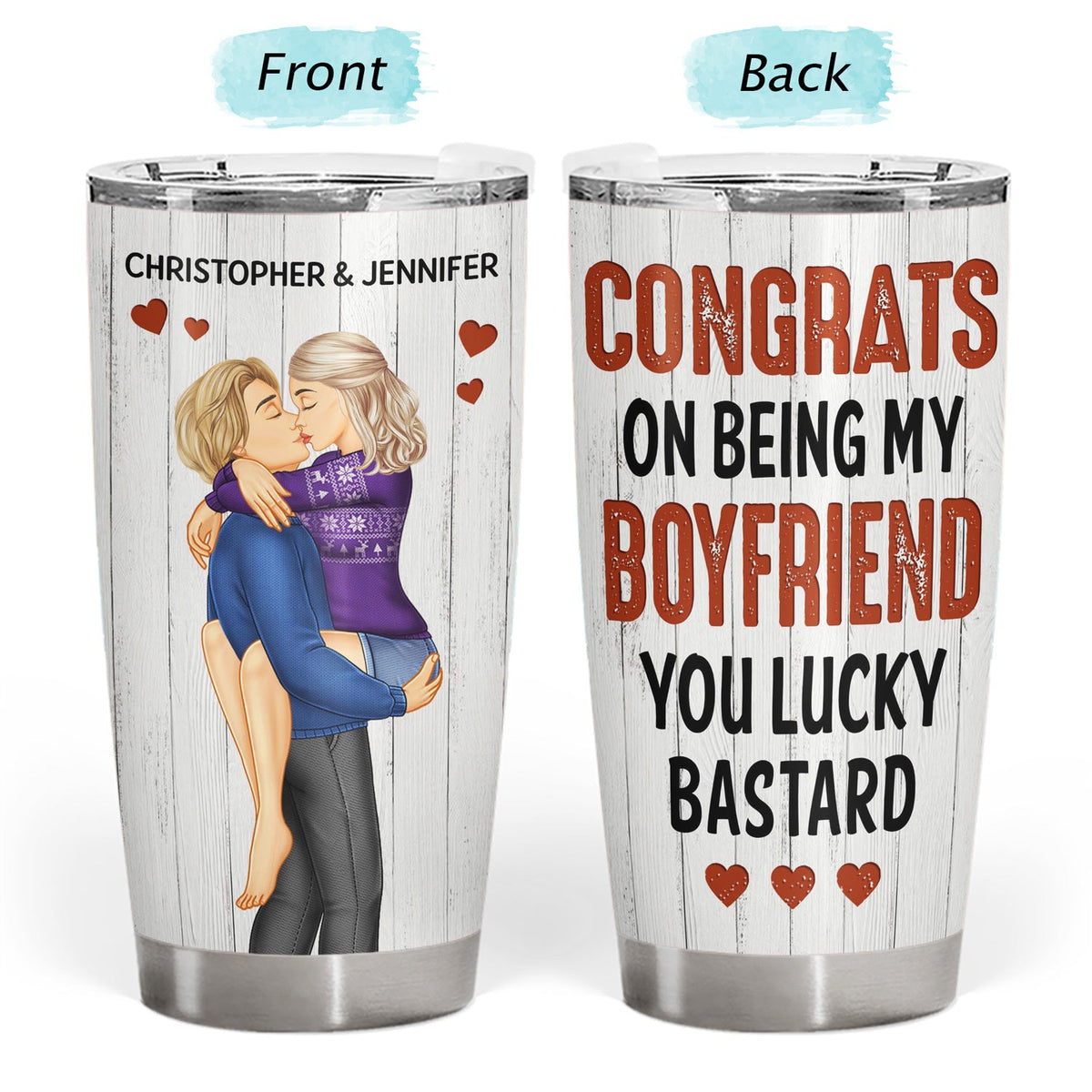 Congrats On Being My Husband Kissing Couple - Anniversary, Vacation, Funny Gift For Couples, Family - Personalized Tumbler