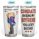Congrats On Being My Husband Kissing Couple - Anniversary, Vacation, Funny Gift For Couples, Family - Personalized Tumbler