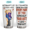 I Adore You And Love Every Part Of You Kissing Couple - Anniversary, Vacation, Funny Gift For Couples, Family - Personalized Tumbler