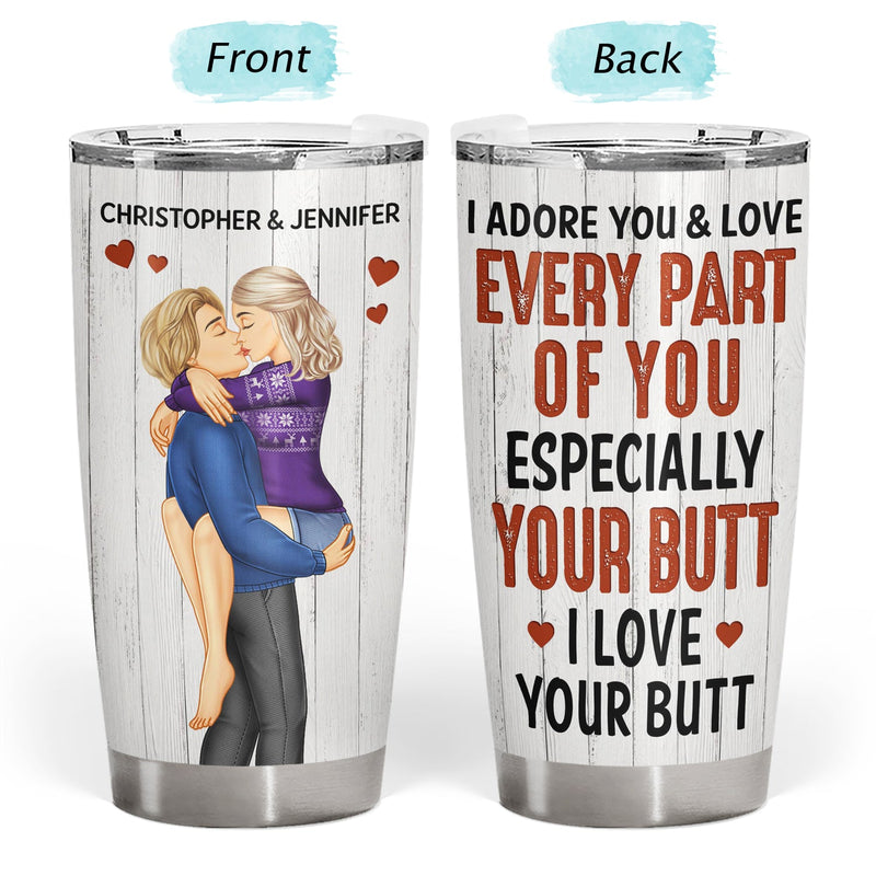 I Adore You And Love Every Part Of You Kissing Couple - Anniversary, Vacation, Funny Gift For Couples, Family - Personalized Tumbler