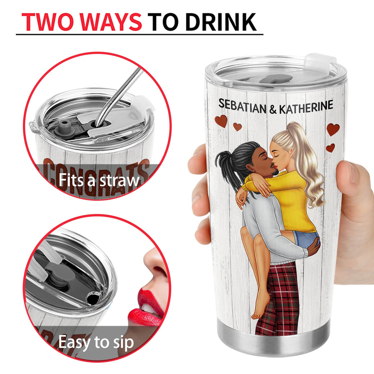 Congrats On Being My Husband Kissing Couple - Anniversary, Vacation, Funny Gift For Couples, Family - Personalized Tumbler