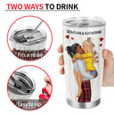 Congrats On Being My Husband Kissing Couple - Anniversary, Vacation, Funny Gift For Couples, Family - Personalized Tumbler