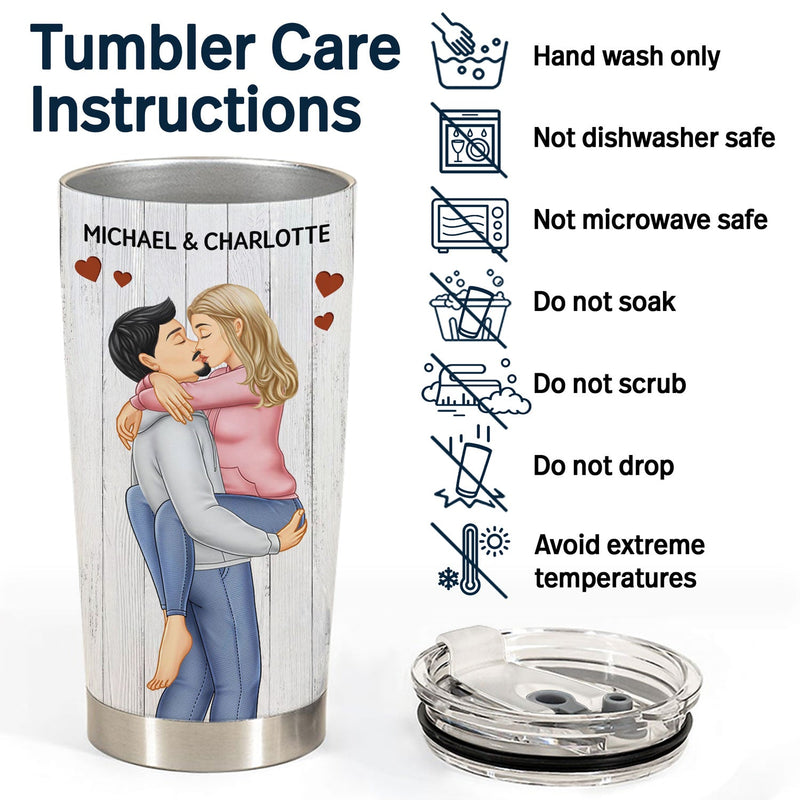 I Adore You And Love Every Part Of You Kissing Couple - Anniversary, Vacation, Funny Gift For Couples, Family - Personalized Tumbler