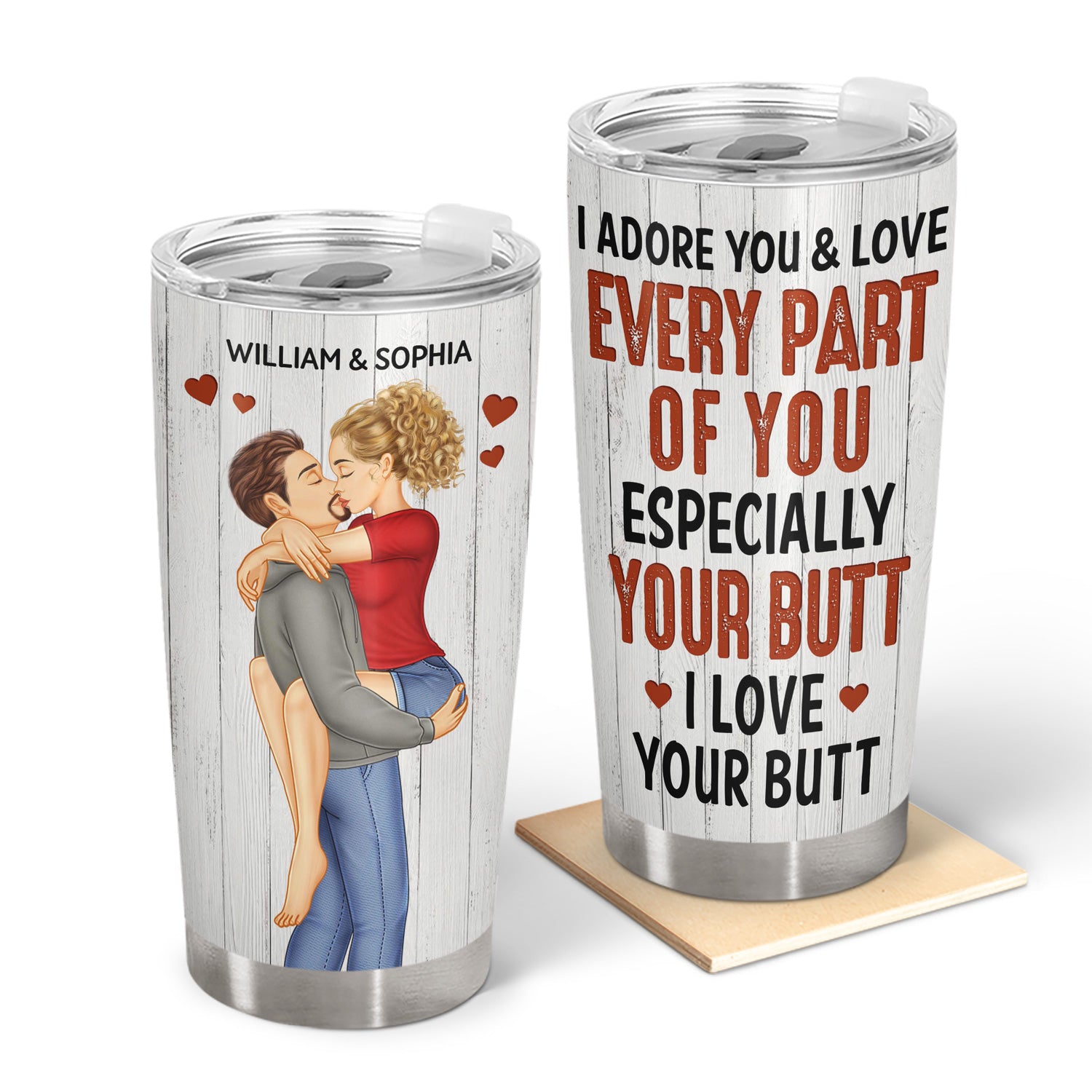 I Adore You And Love Every Part Of You Kissing Couple - Anniversary, Vacation, Funny Gift For Couples, Family - Personalized Tumbler