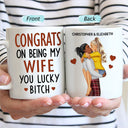 Congrats On Being My Husband Kissing Couple - Anniversary, Vacation, Funny Gift For Couples, Family - Personalized Mug