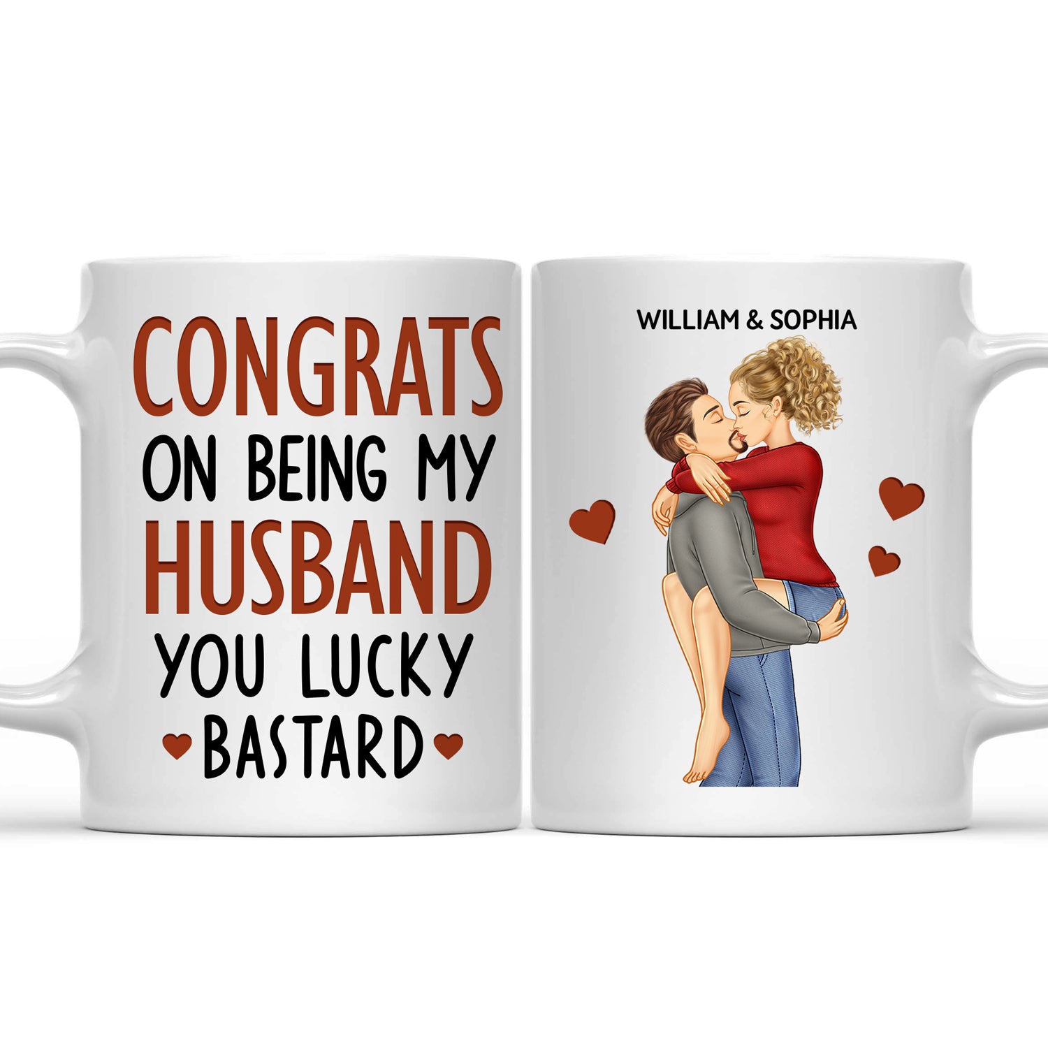 Congrats On Being My Husband Kissing Couple - Anniversary, Vacation, Funny Gift For Couples, Family - Personalized Mug