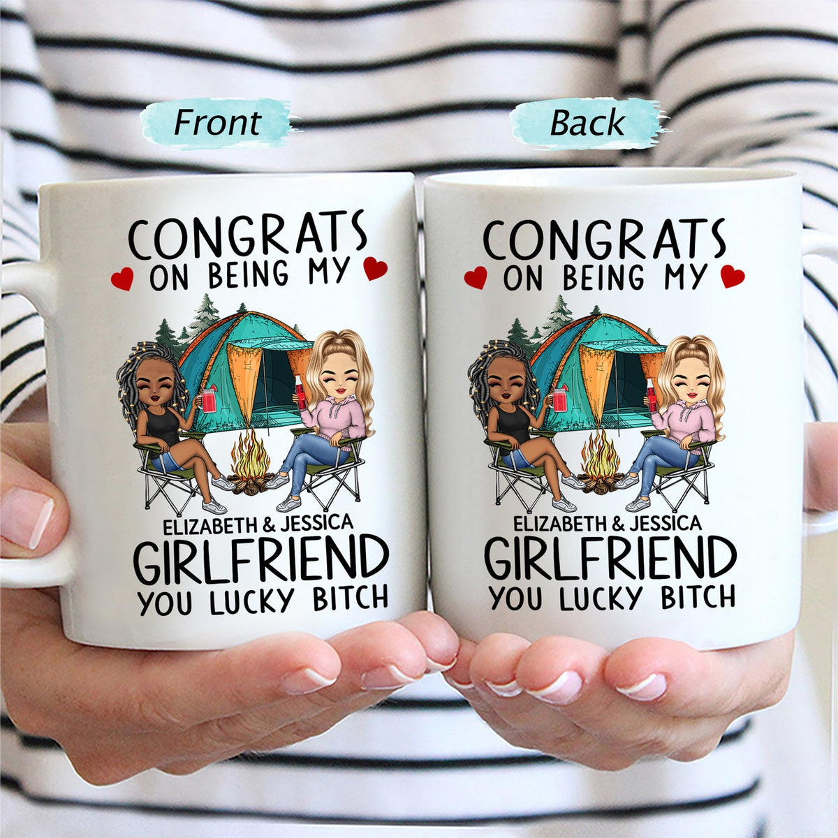 Félicitations pour être mon mari en camping ! Cadeau d'anniversaire, de vacances, amusant pour les couples et la famille ! Mug personnalisé