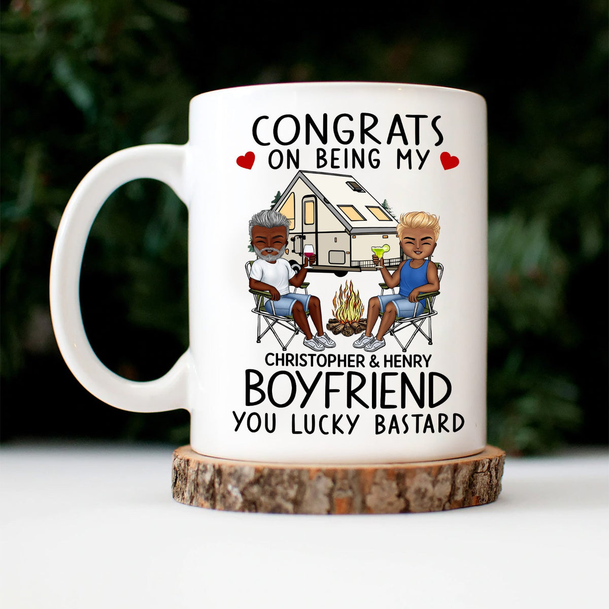 Félicitations pour être mon mari en camping ! Cadeau d'anniversaire, de vacances, amusant pour les couples et la famille ! Mug personnalisé