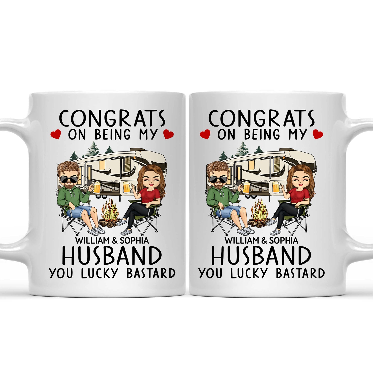 Congrats On Being My Husband Camping - Anniversary, Vacation, Funny Gift For Couples, Family - Personalized Mug