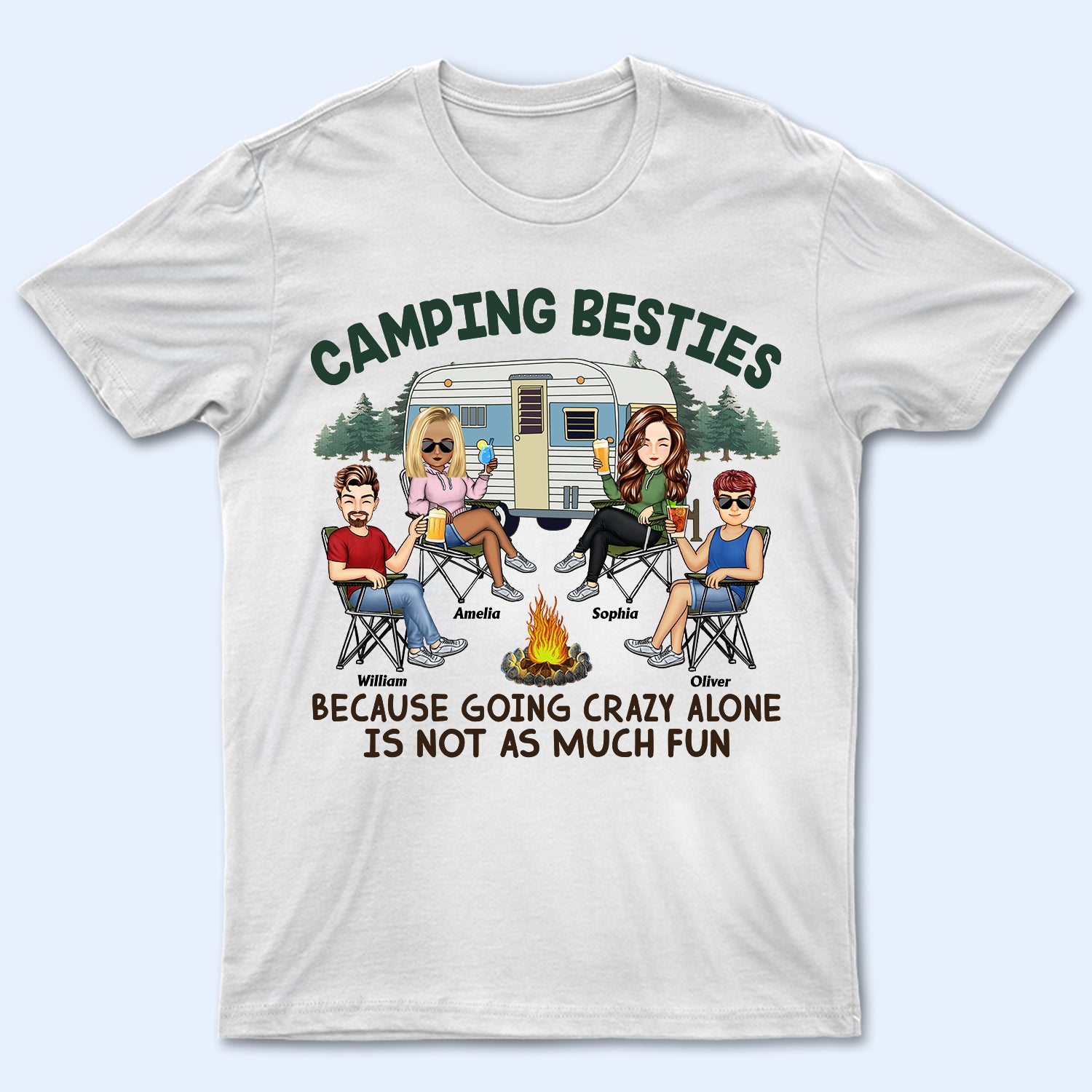 Camping Besties Traveling - Vacation, Funny Gift For Campers, Camping Friends - Personalized T Shirt