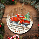 God Blessed The Broken Road - Christmas Gifts For Couples, Husband, Wife - Personalized 2-Layered Wooden Ornament