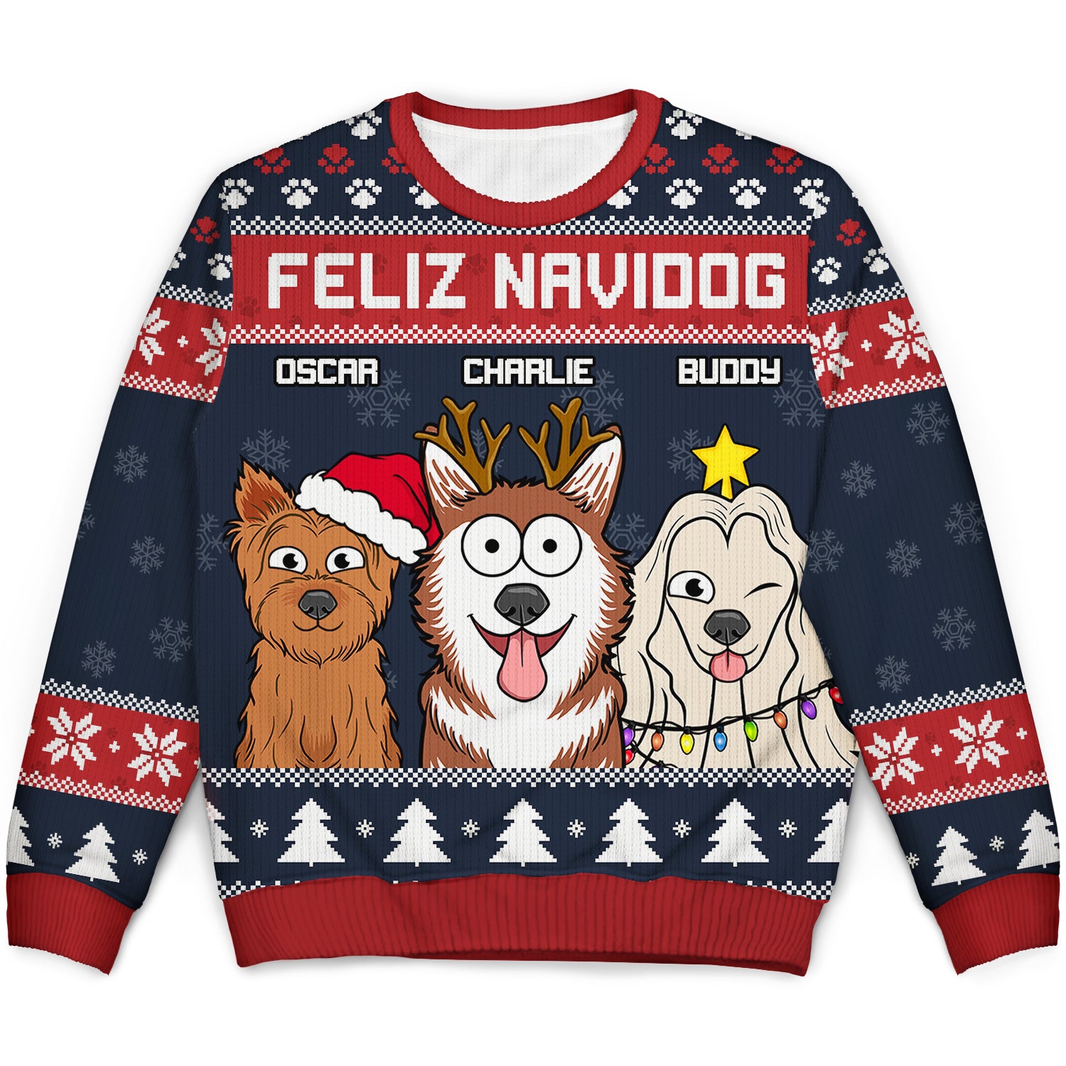 Feliz Navidog - Christmas Gift For Dog Lovers - Personalized Unisex Ugly Sweater