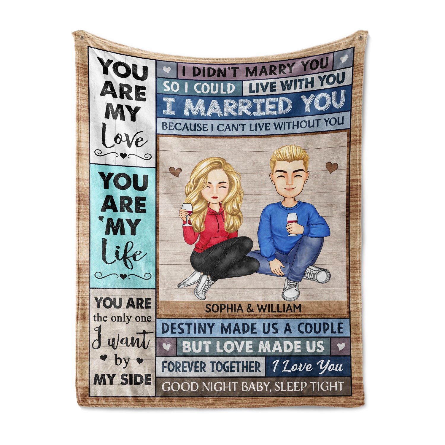You Are My Love I Married You Because I Can't Live Without You Cartoon Husband Wife - Gift For Couples - Personalized Fleece Blanket