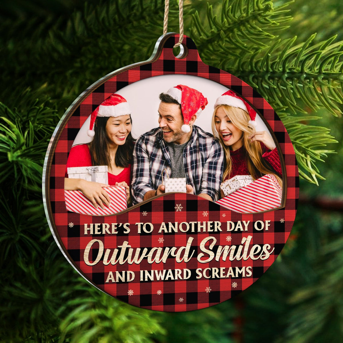 Custom Photo You Are The Reason I Don't Punch People At Work - Christmas Gifts For Colleagues, Coworker, Besties - Personalized 2-Layered Mix Ornament