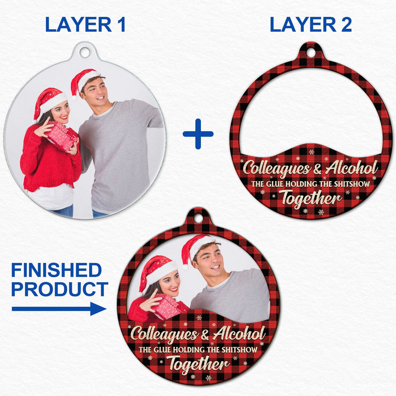 Custom Photo You Are The Reason I Don't Punch People At Work - Christmas Gifts For Colleagues, Coworker, Besties - Personalized 2-Layered Mix Ornament