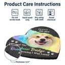 Photo personnalisée « J'ai traversé le pont arc-en-ciel en sachant que j'étais aimé » - Souvenir, cadeau de deuil pour la famille, amoureux des animaux - Pierre commémorative de jardin en forme de cœur personnalisée