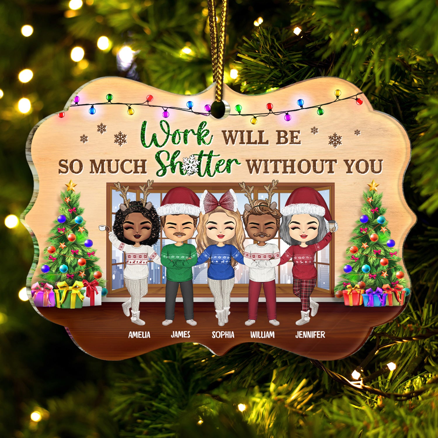 Work Will Be So Much Shitter Without You - Christmas Gifts For Colleagues, Coworker, Friends - Personalized Custom Shaped Acrylic Ornament