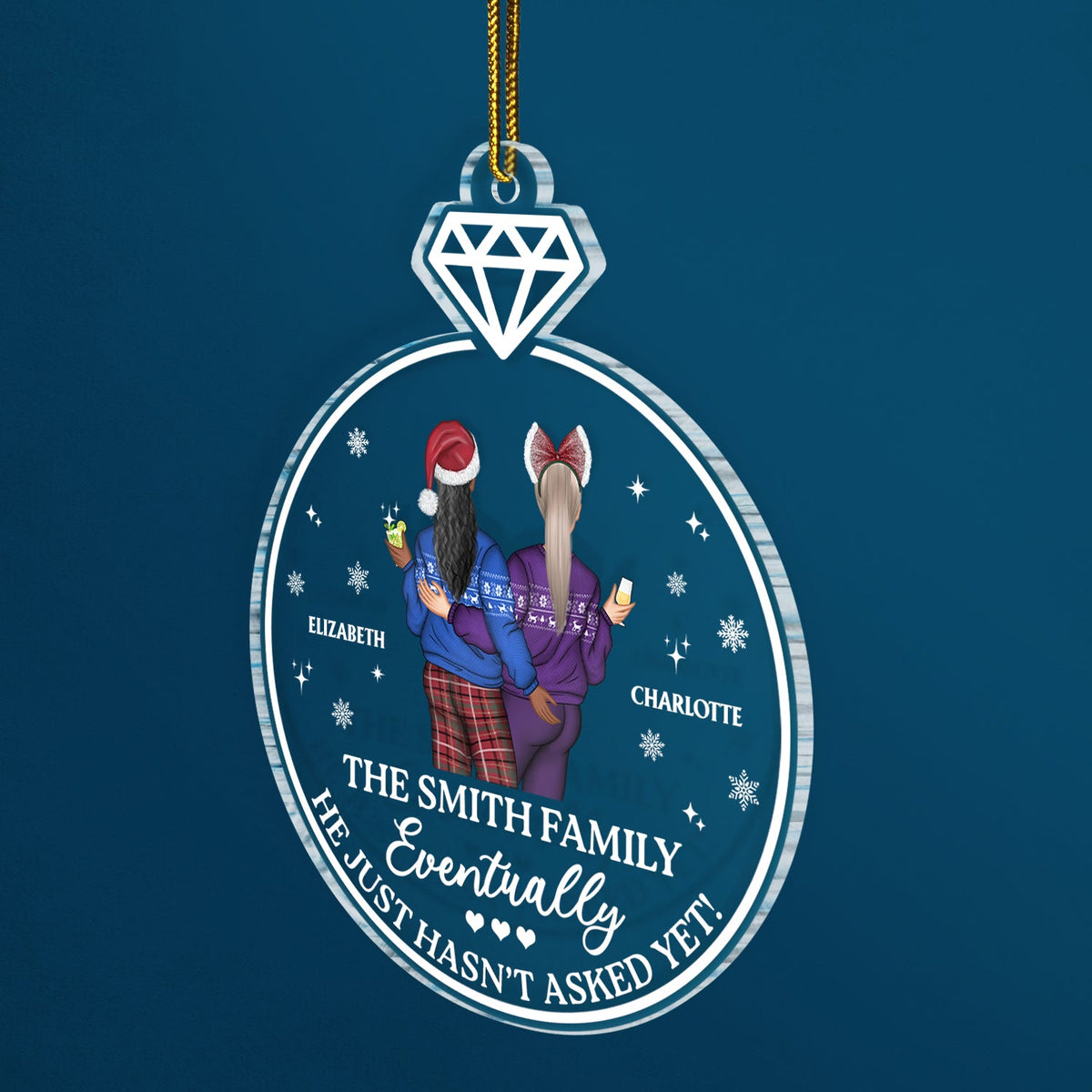 Family Name Eventually He Just Hasn't Asked Yet - Christmas Gift For Couple, Boyfriend, Girlfriend - Personalized Custom Shaped Acrylic Ornament