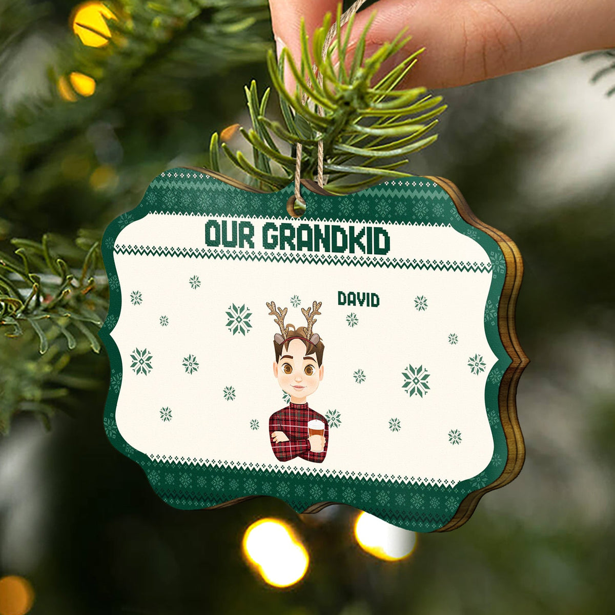 Flat Art - Noël, cadeau amusant pour famille, couple, papa, maman, grand-père, grand-mère - Décoration en bois médaillon personnalisée