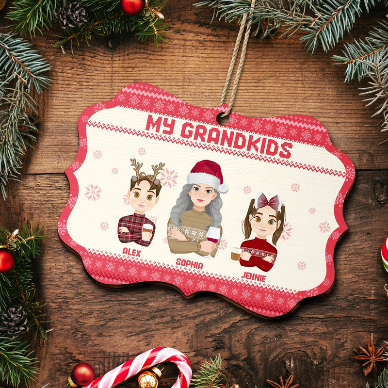 Flat Art - Noël, cadeau amusant pour famille, couple, papa, maman, grand-père, grand-mère - Décoration en bois médaillon personnalisée