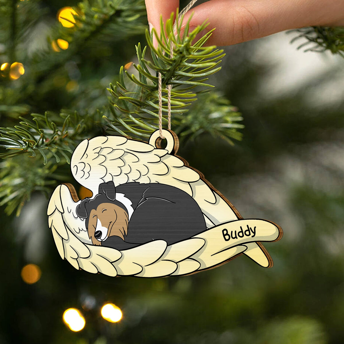 Ange animal de compagnie - Cadeau de Noël commémoratif pour amoureux des chiens et des chats - Décoration en bois découpée personnalisée