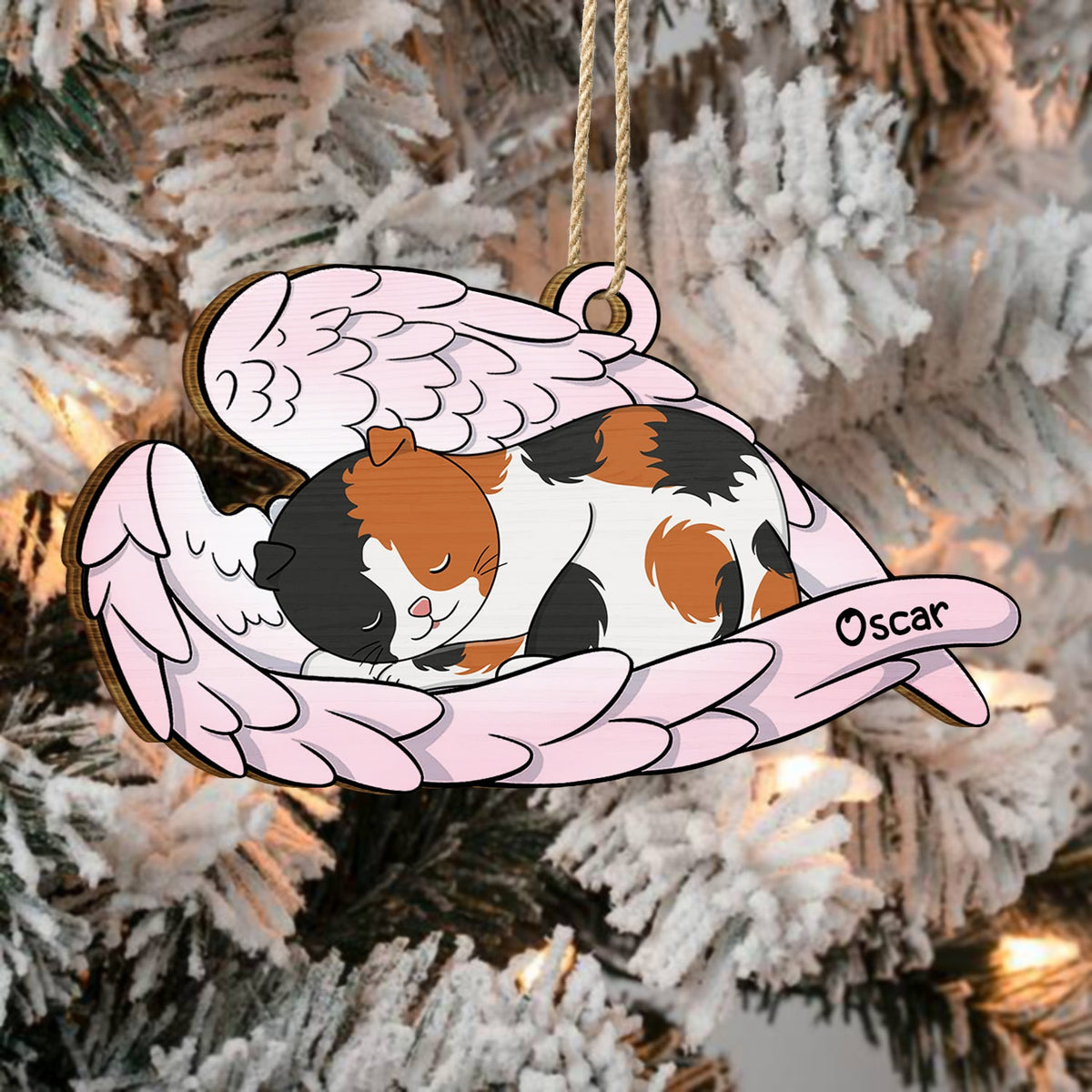 Ange animal de compagnie - Cadeau de Noël commémoratif pour amoureux des chiens et des chats - Décoration en bois découpée personnalisée