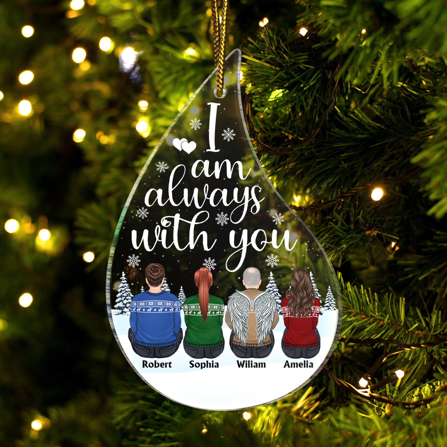 I Am Always With You Teardrop Shape - Christmas, Memorial Gift For Family - Personalized Custom Shaped Acrylic Ornament