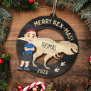 Have A Roarin' Christmas - Xmas Gift For Kid, Baby Loving Dinosaur - Personalized Wooden Cutout Ornament