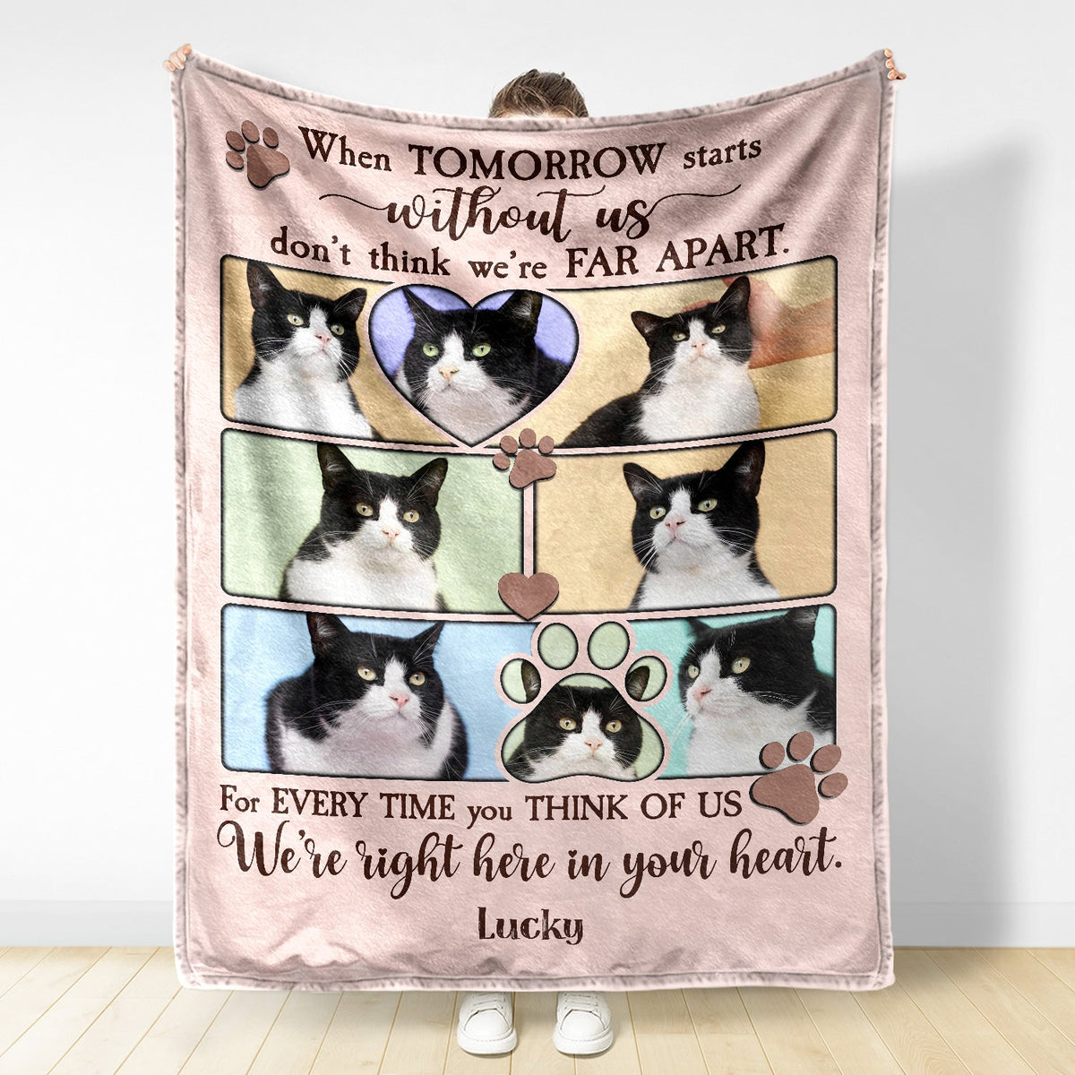 Custom Photo When Tomorrow Starts Without Me - Memorial Gift For Dog Lover, Cat Mom, Pet Loss - Personalized Fleece Blanket