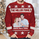 Version photo personnalisée 2 - Cadeau de vacances pour famille, couple, papa, maman, grand-père, grand-mère - Pull moche unisexe personnalisé