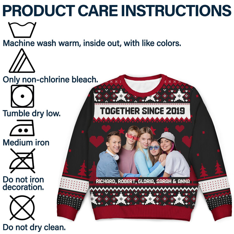 Version photo personnalisée 2 - Cadeau de vacances pour famille, couple, papa, maman, grand-père, grand-mère - Pull moche unisexe personnalisé