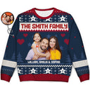 Version photo personnalisée 2 - Cadeau de vacances pour famille, couple, papa, maman, grand-père, grand-mère - Pull moche unisexe personnalisé