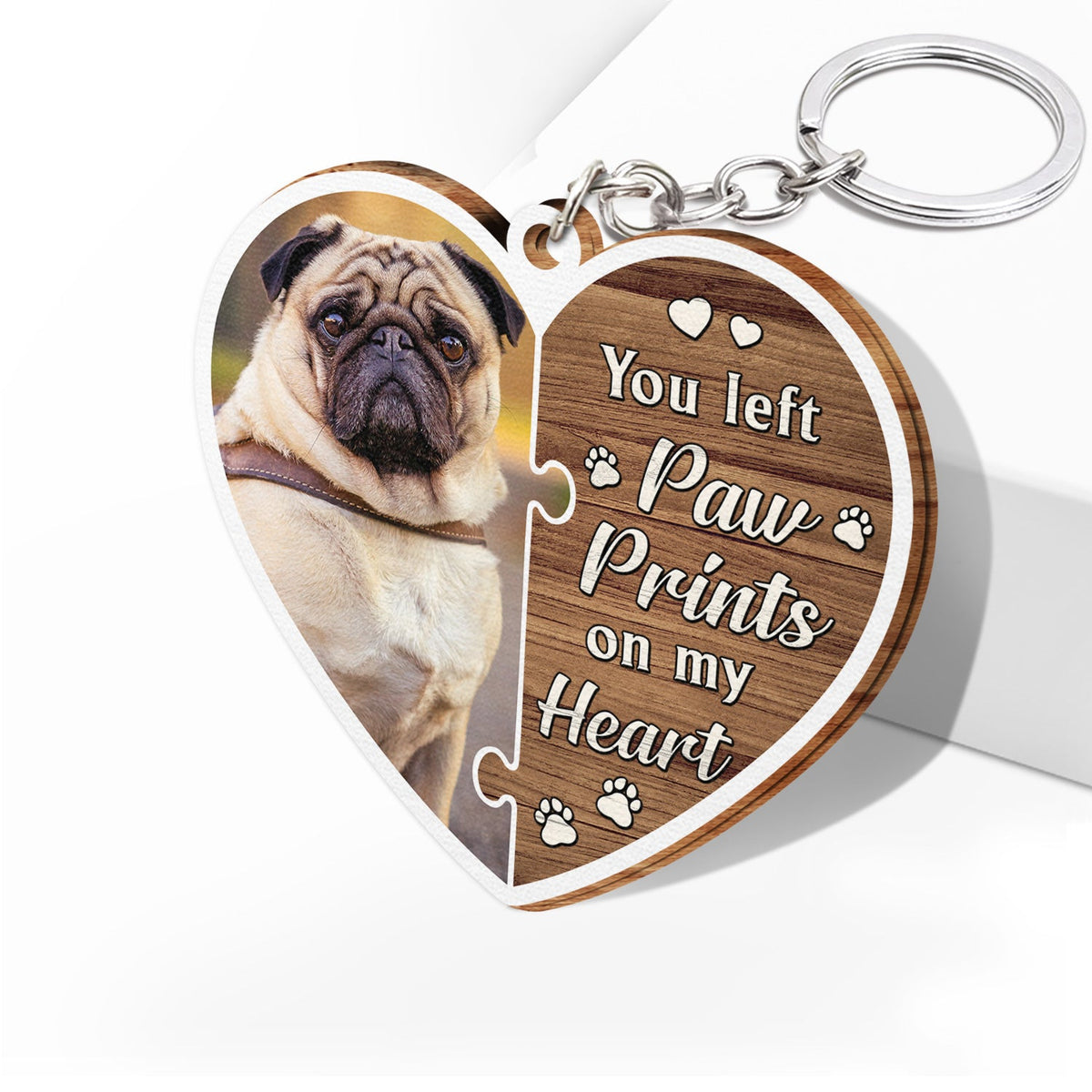Porte-clés personnalisé en bois avec photo de votre animal de compagnie