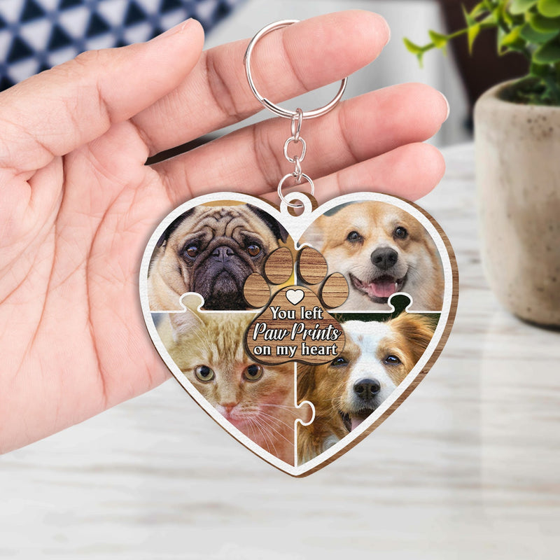 Porte-clés personnalisé en bois avec photo de votre animal de compagnie