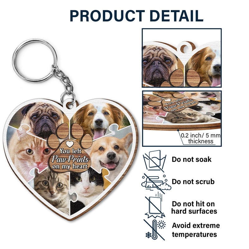 Porte-clés personnalisé en bois avec photo de votre animal de compagnie