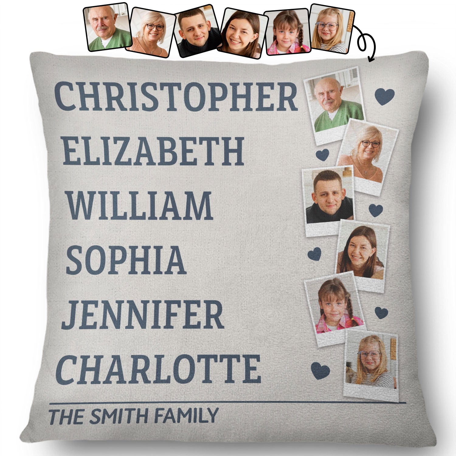 Custom Photo Members Of Family - Home Decor Gift - Personalized Pillow