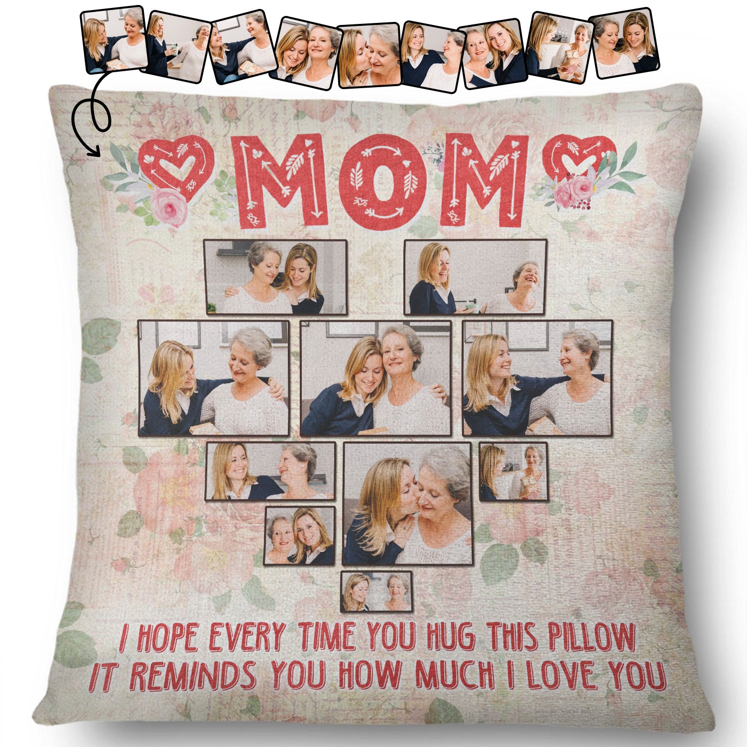 Custom Photo We Hope Every Time You Hug This Pillow - Birthday, Loving Gift For Mom, Mother, Grandma, Grandmother - Personalized Pillow
