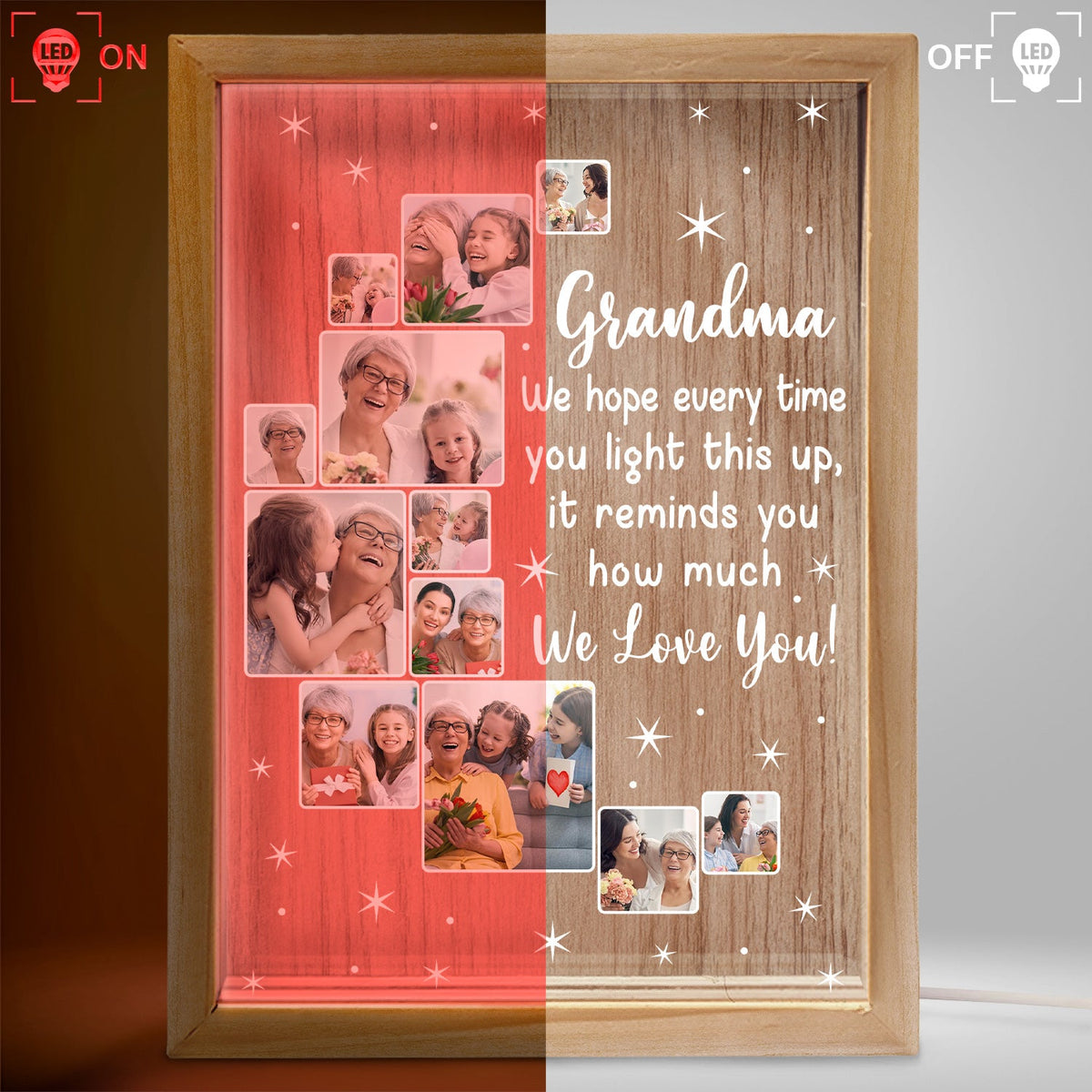 Custom Photo To My Mom We Hope Every Time You Light This Up - Birthday, Loving Gift For Mom, Mother, Grandma, Grandmother - Personalized Picture Frame Light Box