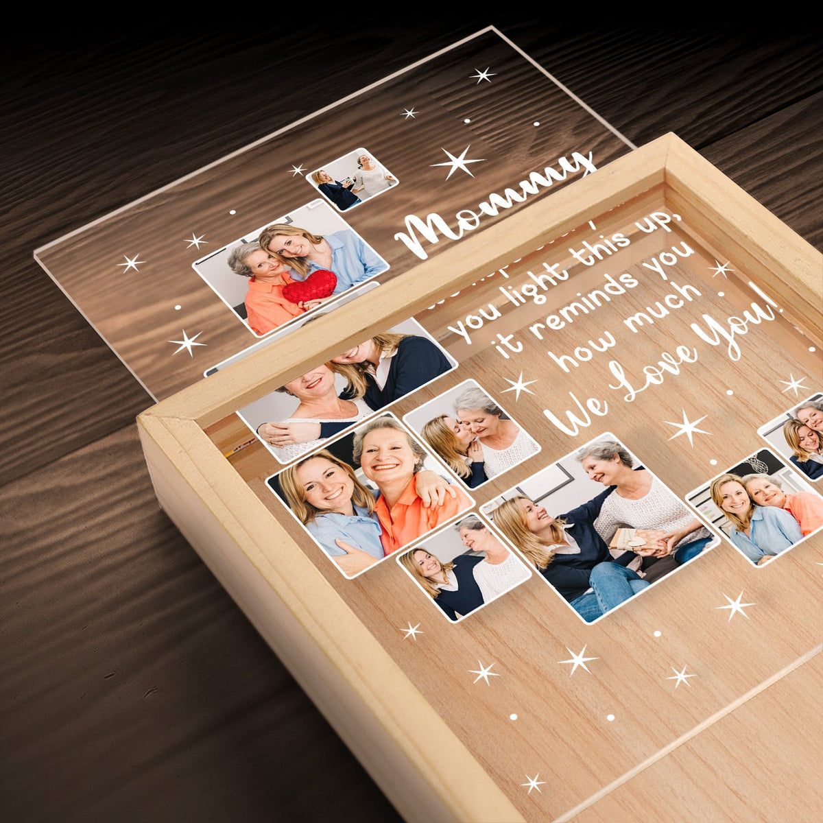 Custom Photo To My Mom We Hope Every Time You Light This Up - Birthday, Loving Gift For Mom, Mother, Grandma, Grandmother - Personalized Picture Frame Light Box