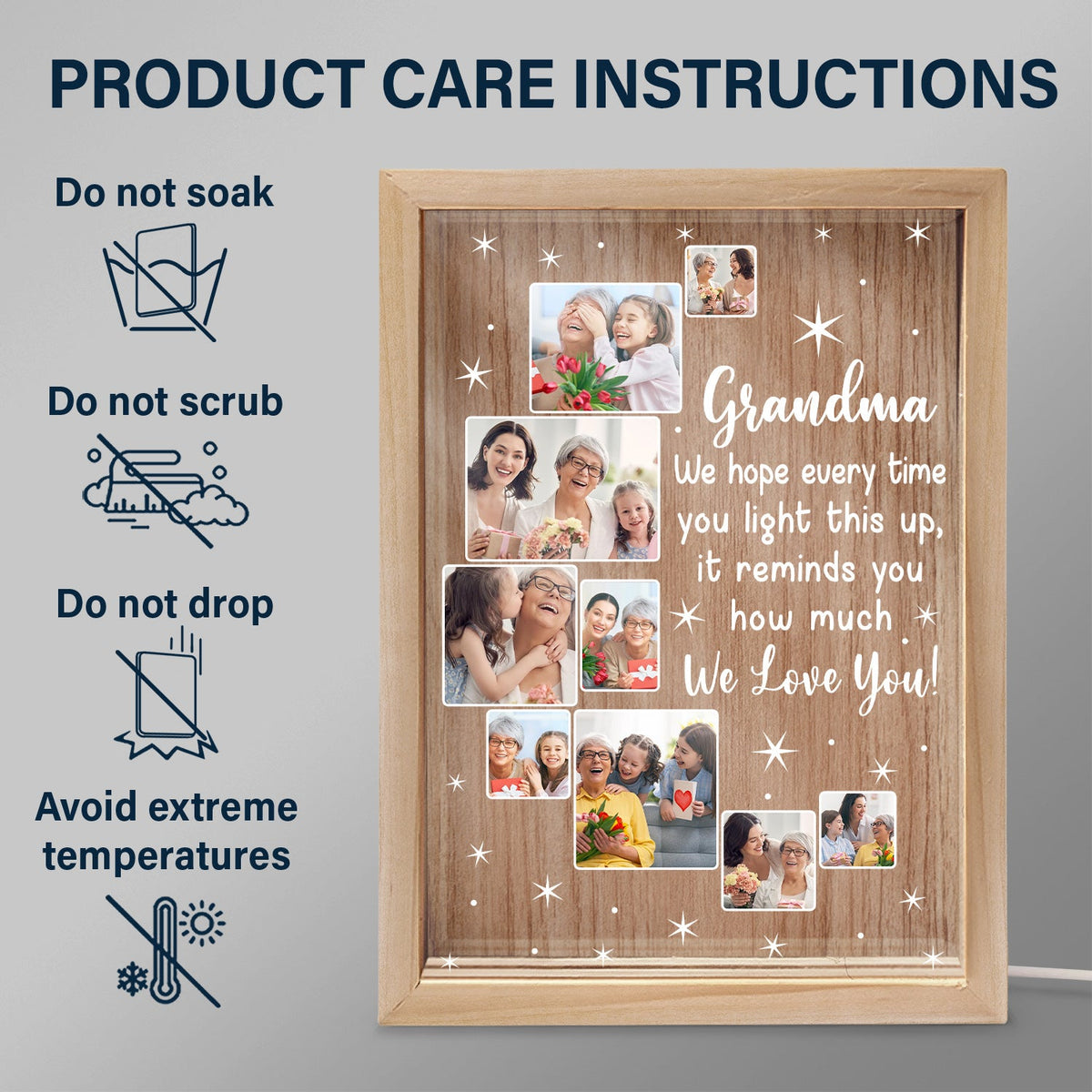 Custom Photo To My Mom We Hope Every Time You Light This Up - Birthday, Loving Gift For Mom, Mother, Grandma, Grandmother - Personalized Picture Frame Light Box