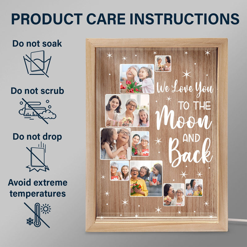 Custom Photo Love You To The Moon And Back - Birthday, Loving Gift For Mom, Dad, Grandma, Family - Personalized Picture Frame Light Box