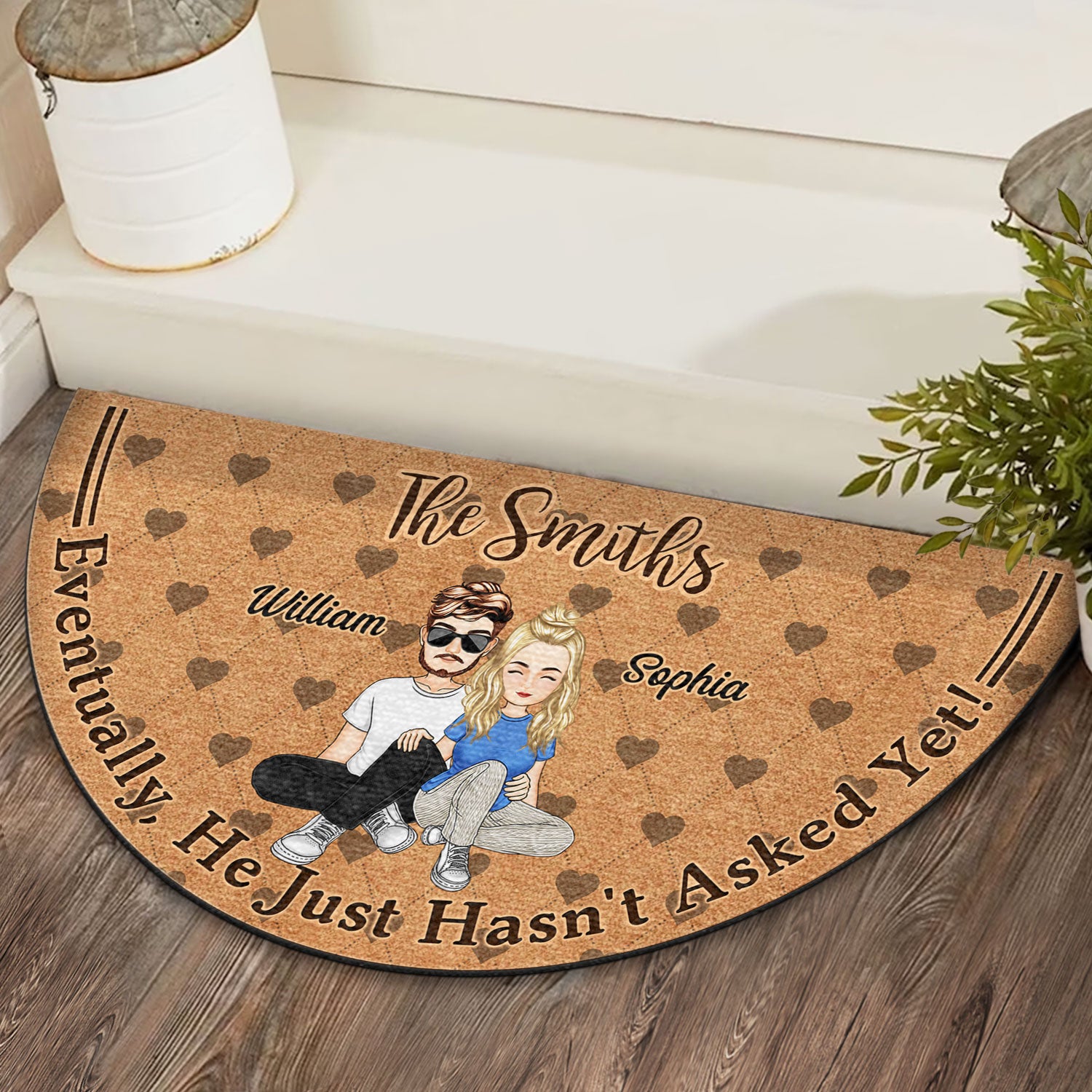 Eventually He Just Hasn't Asked Yet - Gift For Couples - Personalized Custom Shaped Doormat